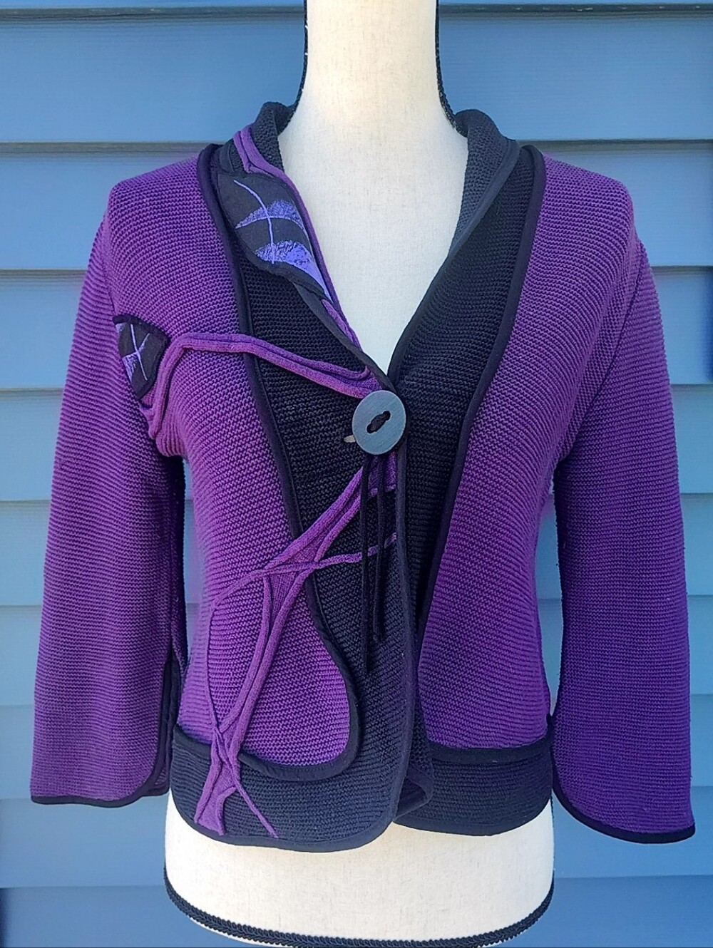 Vintage 90s Model Jaskar Purple Knit Jacket Talk Of The Walk Size Small